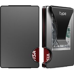 typecase Minimalist Wallet for Men: Metal Card Holder with Removable Money Clip, RFID Blocking, Slim, Utral Thin, Small, Front Pocket, Hold up to 15 Credit Cards (Skull)