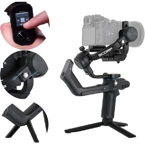 FeiyuTech [Official] SCORP MINI-2 KIT(Portable Bag+11''Carbon Fiber Pole+Fill Light) All in One 3-Axis Camera Stabilizer,Built-in AI Tracker Gimbal for Mirrorless/Compact Camera,GoPro,Smartphone,Black