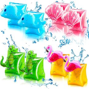 8 Pieces Swim Arm Floaties for Kids Inflatable Swim Armbands Swim Floater Sleeves Swimming Arm Float Rings for Toddler Boys Girls (Elegant Style)