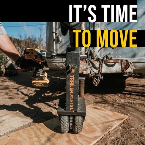 إطارات مطاطية Trailer Valet XL25 Trailer Dolly "Never Flat" - سعة سطح مستو 10,000 رطل، مزودة بمحرك مع ملحق مثقاب متضمن، فرامل تلقائية، فولاذ مقاوم للصدأ، عربات سكن متنقلة ومقطورات أسهل in Saudi Arabia