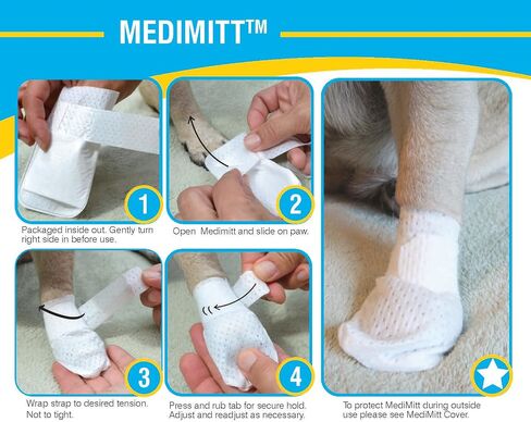 PawFlex Medimitt Paw Bandages for Dogs, Cats and Pets Medical Booties, First aid for Paws Non Slip, Non Adhesive, Breathable,Disposable, Washable,12 Pack (X-Large) in Saudi Arabia