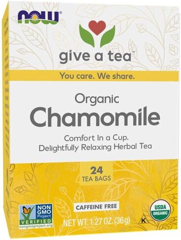 NOW Foods, Chamomile Tea, Comfort in a Cup, Relaxing and Caffeine-Free, Non-GMO, Premium Unbleached Tea Bags with No-Staples Design, 24-Count in Saudi Arabia