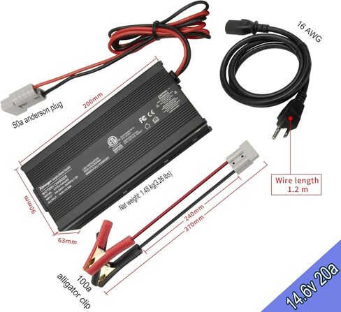 Xietongpo 24V 20A LiFePO4 شاحن ذكي لبطاريات الليثيوم فوسفات الحديد ذات الدورة العميقة، شاحن بطارية LiFePO4 29.2V 20A مع مقاطع أندرسون والتمساح لبطاريات شاحنات السيارات RV in Saudi Arabia