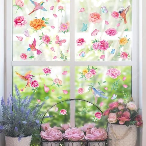 Whaline 9 Sheets Colorful Butterfly Window Clings Double-Sided Anti-Collision Window Decals to Prevent Bird Strikes on Window Glass Non-Adhesive Static Butterfly Cling Stickers for Home Window Glass in Saudi Arabia