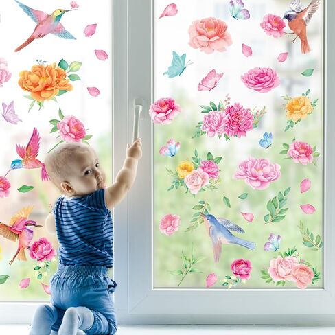 Whaline 9 Sheets Colorful Butterfly Window Clings Double-Sided Anti-Collision Window Decals to Prevent Bird Strikes on Window Glass Non-Adhesive Static Butterfly Cling Stickers for Home Window Glass in Saudi Arabia