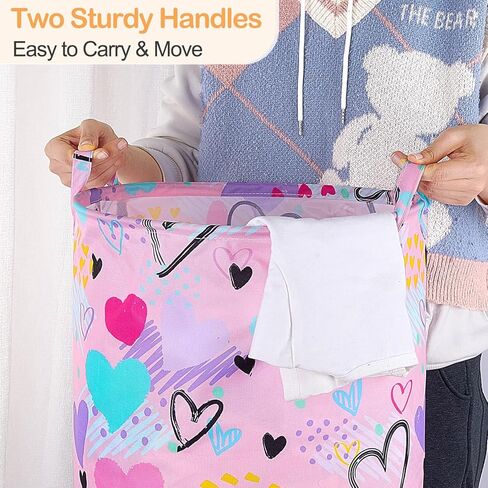 Beinou حورية البحر سلة الغسيل 43.3L سلة تخزين مقاومة للماء سلة ألعاب قابلة للطي سلة تنظيم القماش مع مقابض لغرفة نوم الأطفال ملابس حضانة الطفل in Kuwait
