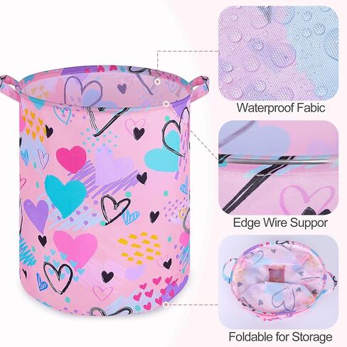 Beinou حورية البحر سلة الغسيل 43.3L سلة تخزين مقاومة للماء سلة ألعاب قابلة للطي سلة تنظيم القماش مع مقابض لغرفة نوم الأطفال ملابس حضانة الطفل in Kuwait