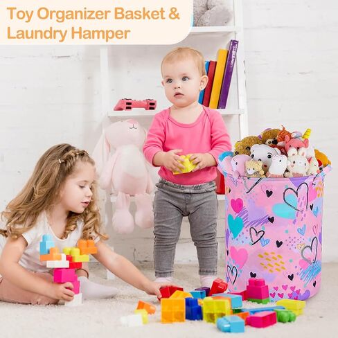 Beinou حورية البحر سلة الغسيل 43.3L سلة تخزين مقاومة للماء سلة ألعاب قابلة للطي سلة تنظيم القماش مع مقابض لغرفة نوم الأطفال ملابس حضانة الطفل in Kuwait