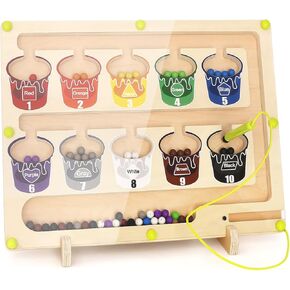 Joyreal Magnetic Color and Number Maze - Wooden Magnetic Puzzles Board for Toddlers, Montessori Counting Matching Color Sorting Toys, Fine Motor Skills Learning Toys for Kids Preschoolers in Kuwait