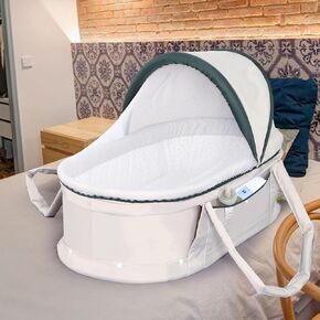 Kiss My Heart Baby Travel Bassinet Portable Bassinet for Baby Portable Baby Bed Travel Mini Baby Cribs Co Sleeper for Baby in Bed with 2 in 1 Canopy for Newborn, Lightweight Portable Safety -Apricot