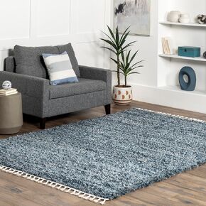 nuLOOM Brooke Shag Tasseled Area Rug, 5x8, Blue