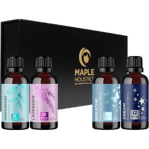 Premium Aromatherapy Essential Oil Set - Extra Large 100% Pure Essential Oils for Diffusers Aromatherapy Gift Set and More with Lavender Peppermint Breathe and Dream Essential Oil Blends - 4 Pack
