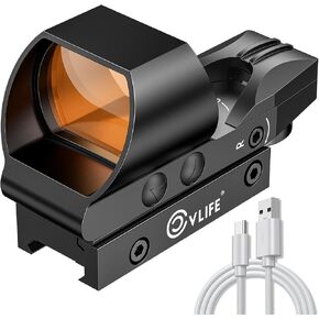 CVLIFE FoxSpook Rechargeable Reflex Sight, 1X28x40mm Red Dot Sight, 4 Adjustable Reticles Red Dot Optics for Picatinny Rail, Red Dot Scope, Paintball Sight Absolute Co-Witness