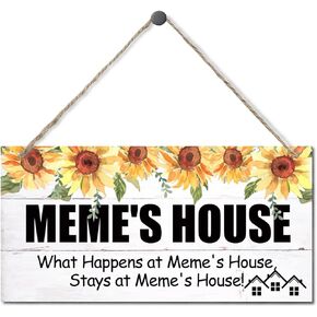 Vintage Style Sign, Ya Ya's House What Happens at Ya Ya's House, Stays at Ya Ya's House, Hanging Wood Sign Home Decorative, Printed Wood Wall Art Sign, Gift for Grandma 12x6 in