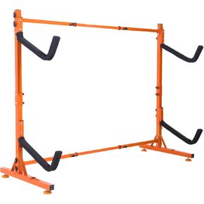 VEVOR Freestanding Kayak Storage Rack, Kayak Stand for 2 or 4 Kayak Canoe Paddleboard, Heavy-Duty Steel Kayak Hanger Holder with Padded Arms and Adjustable Width,for Indoor Outdoor Garage
