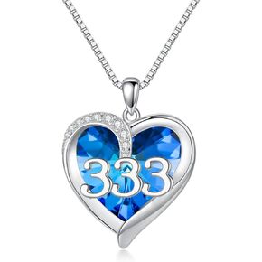 MEIDERBO Angel Number Necklace 444 Necklace 925 Sterling Silver Angel Number Pendant Crystal Jewelry for Women Girls Mom Mother Daughter Valentine's Day Birthday Christmas Gift, Sterling Silver, in Kuwait
