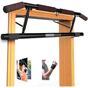 AmazeFan Pull Up Bar Doorway with Ergonomic Grip - Fitness Chin-Up Frame for Home Gym Exercise - Multi-Angle Grip - 2024 Upgrade Smart Hook (Fits Almost All Doors)