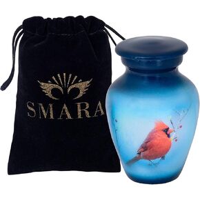 سمارا جرة تذكارية صغيرة مع حافظة مخملية | اختر من بين الالوان الفريدة | رمز معدني صغير لمشاركة الرماد البشري او الحيوانات الاليفة. (الطائر الطنان (ابيض) تذكار) (SN16112102) in Kuwait