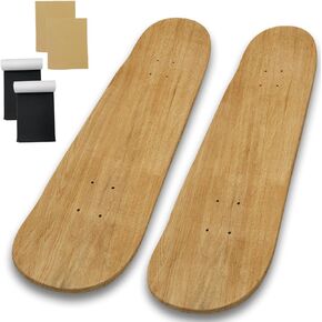 31"x 8" Blank Skateboard Decks,Natural,7-Layer Maple Double Tail Skateboard with Free Grip Tape and Sandpaper,Great for Replacement and Art Painting