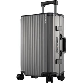 Sindermore 24 inch Check in Aluminum Luggage, Carbon fiber Texture Aluminum alloy Hardside Suitcase