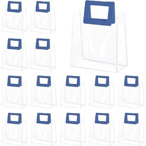 Yolyoo 15 Pack Clear Gift Bags with White Handles Transparent PVC Gift Wrap Bags Plastic Tote Bags Reusable Shopping Bags for Bridal Party,Wedding,Baby Shower,Birthday Party 7 x 8 x 4 Inch (7 x 8 x 4 Inch, White)