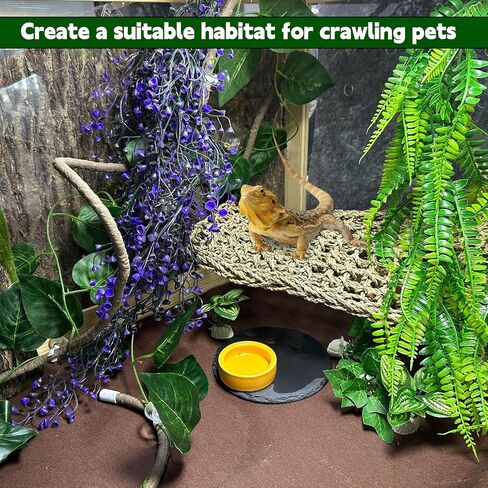 Bearded Dragon Hammock Reptile Jungle Vines Flexible Reptile Leaves with Suction Cups for Climbing Branches Habitat Terrariums Decoration Accessories Chameleon Lizards Gecko Frogs Snakes(7PCS) in Saudi Arabia