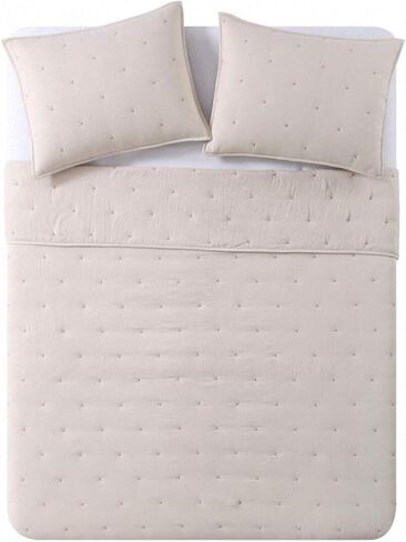 BOURINA Embroidery Quilt Set 3-Piece Full Quilt Set Pre-Washed Microfiber Ultra Soft Lightweight Star Embroidery Bedspread Full Coverlet Set, Mustard in Kuwait