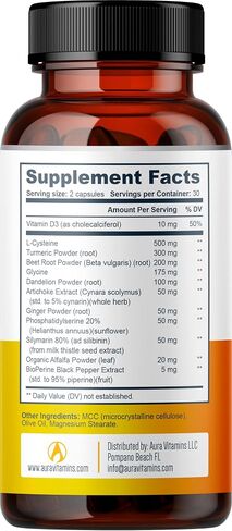 Liver Cleanse Detox - Herbal Liver Supplement with Turmeric; L-Cysteine Detox Support Liver Health; Healthy Digestion - Liver Support Detox Cleanse Supplements - 60 Ct (1) in Saudi Arabia