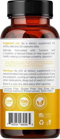 Liver Cleanse Detox - Herbal Liver Supplement with Turmeric; L-Cysteine Detox Support Liver Health; Healthy Digestion - Liver Support Detox Cleanse Supplements - 60 Ct (1) in Saudi Arabia