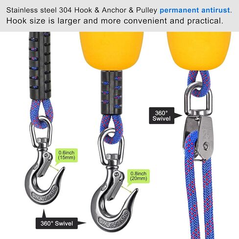 SELEWARE 24 ft & 26 ft Heavy Duty Boat Tow Harness, Boat Tow Ropes with Stainless Steel Hooks, Pulley and Float, Heavy Duty Self Centering Tow Harness for Tubing, Water Skiing, Wakeboarding and More in Saudi Arabia