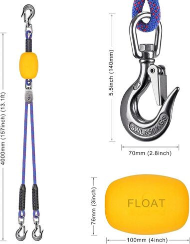 SELEWARE 24 ft & 26 ft Heavy Duty Boat Tow Harness, Boat Tow Ropes with Stainless Steel Hooks, Pulley and Float, Heavy Duty Self Centering Tow Harness for Tubing, Water Skiing, Wakeboarding and More in Saudi Arabia