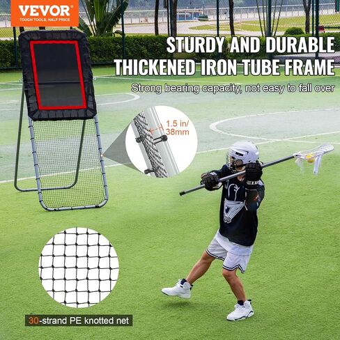 VEVOR Folding Lacrosse Rebounder for Backyard, Volleyball Bounce Back Net, Pitchback Throwback Baseball Softball Return Training Screen, Adjustable Angle Shooting Practice Training Wall in Saudi Arabia