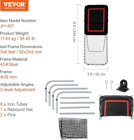 VEVOR Folding Lacrosse Rebounder for Backyard, Volleyball Bounce Back Net, Pitchback Throwback Baseball Softball Return Training Screen, Adjustable Angle Shooting Practice Training Wall in Saudi Arabia