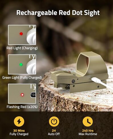CVLIFE FoxSpook Rechargeable Reflex Sight, 1X28x40mm Red Dot Sight, 4 Adjustable Reticles Red Dot Optics for Picatinny Rail, Red Dot Scope, Paintball Sight Absolute Co-Witness in Saudi Arabia