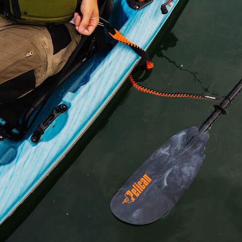 Pelican Adjustable Kayak Paddle Leash Bungee Cord - Easy Hook-and-Loop System with Quick Release Button for Paddle Board, Kayaks, Canoes, and Boat Paddles- Stainless Steel Connectors in Saudi Arabia