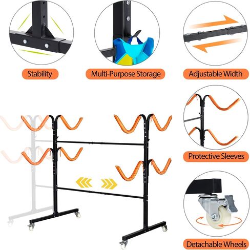 Freestanding Kayak Storage Rack 2 Kayaks/4 Kayaks, Kayak Racks for Outdoor Storage, Kayak Stand Heavy Duty Storage for Kayaks, Canoes, SUP and Surfboards in Kuwait