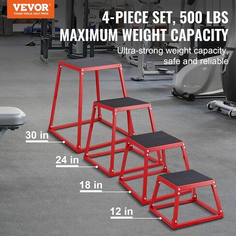 VEVOR Plyometric Jump Box, 12 Inch Plyo Box, Steel Plyometric Platform and Jumping Agility Box, Anti-Slip Fitness Exercise Step Up Box for Home Gym Training, Conditioning Strength Training in Saudi Arabia