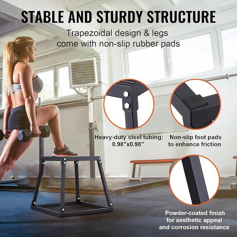 VEVOR Plyometric Jump Box, 12 Inch Plyo Box, Steel Plyometric Platform and Jumping Agility Box, Anti-Slip Fitness Exercise Step Up Box for Home Gym Training, Conditioning Strength Training in Saudi Arabia