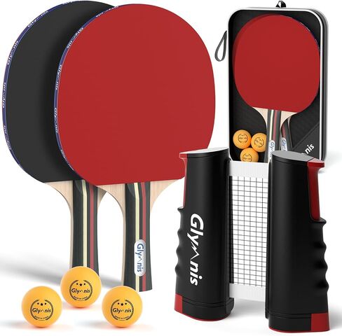Glymnis Ping Pong Paddles Set Table Tennis Rackets with Balls, Storage Case for Indoor Outdoor Table Tennis Paddle Game Accessories in Kuwait