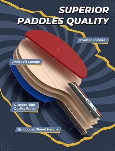Glymnis Ping Pong Paddles Set Table Tennis Rackets with Balls, Storage Case for Indoor Outdoor Table Tennis Paddle Game Accessories in Kuwait