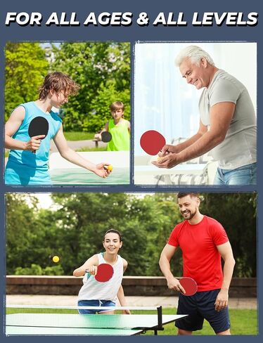 Glymnis Ping Pong Paddles Set Table Tennis Rackets with Balls, Storage Case for Indoor Outdoor Table Tennis Paddle Game Accessories in Kuwait