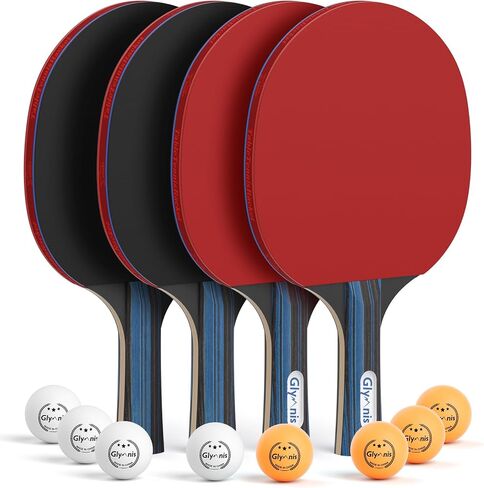 Glymnis Ping Pong Paddles Set Table Tennis Rackets with Balls, Storage Case for Indoor Outdoor Table Tennis Paddle Game Accessories in Kuwait