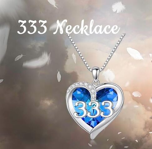 MEIDERBO Angel Number Necklace 444 Necklace 925 Sterling Silver Angel Number Pendant Crystal Jewelry for Women Girls Mom Mother Daughter Valentine's Day Birthday Christmas Gift, Sterling Silver, in Kuwait