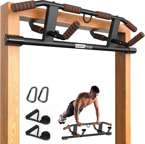 AmazeFan Pull Up Bar Doorway with Ergonomic Grip - Fitness Chin-Up Frame for Home Gym Exercise - Multi-Angle Grip - 2024 Upgrade Smart Hook (Fits Almost All Doors) in Saudi Arabia
