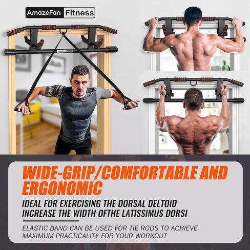 AmazeFan Pull Up Bar Doorway with Ergonomic Grip - Fitness Chin-Up Frame for Home Gym Exercise - Multi-Angle Grip - 2024 Upgrade Smart Hook (Fits Almost All Doors) in Saudi Arabia