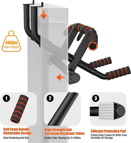 AmazeFan Pull Up Bar Doorway with Ergonomic Grip - Fitness Chin-Up Frame for Home Gym Exercise - Multi-Angle Grip - 2024 Upgrade Smart Hook (Fits Almost All Doors) in Saudi Arabia