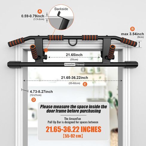AmazeFan Pull Up Bar Doorway with Ergonomic Grip - Fitness Chin-Up Frame for Home Gym Exercise - Multi-Angle Grip - 2024 Upgrade Smart Hook (Fits Almost All Doors) in Saudi Arabia
