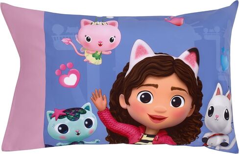 طقم سرير أطفال من 4 قطع من NoJo DreamWorks Trolls Glam Together باللون الأرجواني والوردي والأزرق والخشخاش وفيفا - لحاف، وملاءة سفلية ملائمة، وملاءة علوية مسطحة، وكيس وسادة ذو وجهين in Kuwait