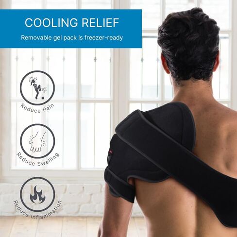 NatraCure Advanced Cold or Hot Shoulder Ice Pack Wrap, Compression Shoulder Brace for Pain Relief - Cool or Heating Pad for Rotator Cuff Injuries, Football, Baseball, Volleyball, Basketball, Golf, Softball in Saudi Arabia