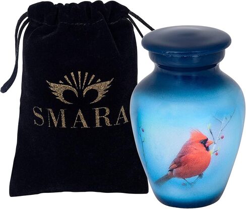 سمارا جرة تذكارية صغيرة مع حافظة مخملية | اختر من بين الالوان الفريدة | رمز معدني صغير لمشاركة الرماد البشري او الحيوانات الاليفة. (الطائر الطنان (ابيض) تذكار) (SN16112102) in Kuwait